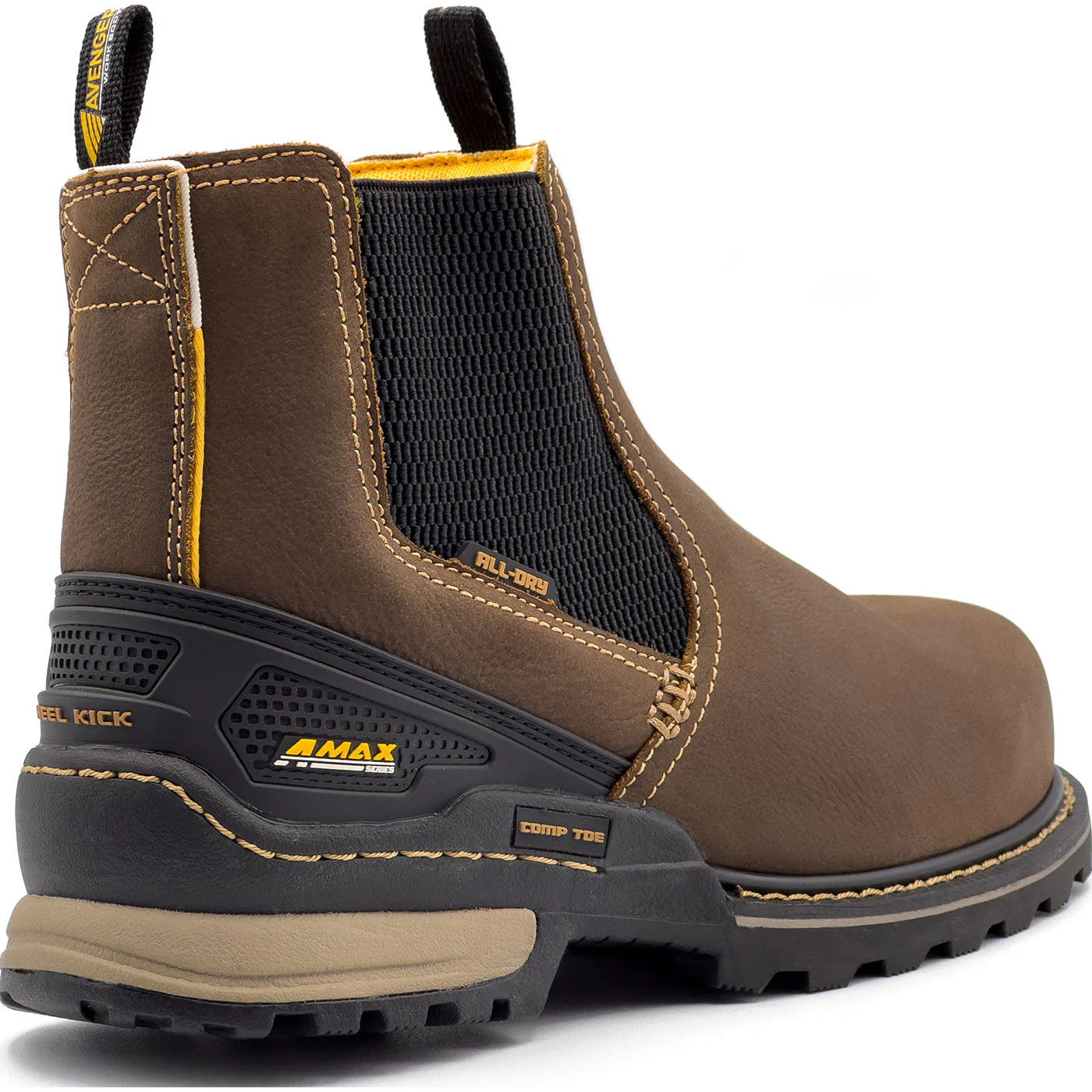 Avenger A-Max Dozer Men's Composite Toe Electrical Hazard Waterproof Chelsea Pull-on Work Boot - Image 5