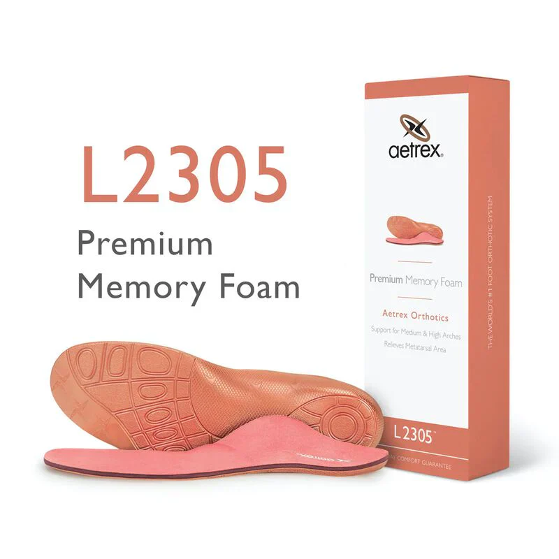Aetrex Women's Premium Memory Foam Medium/High Arch with Metatarsal Support Orthotic
