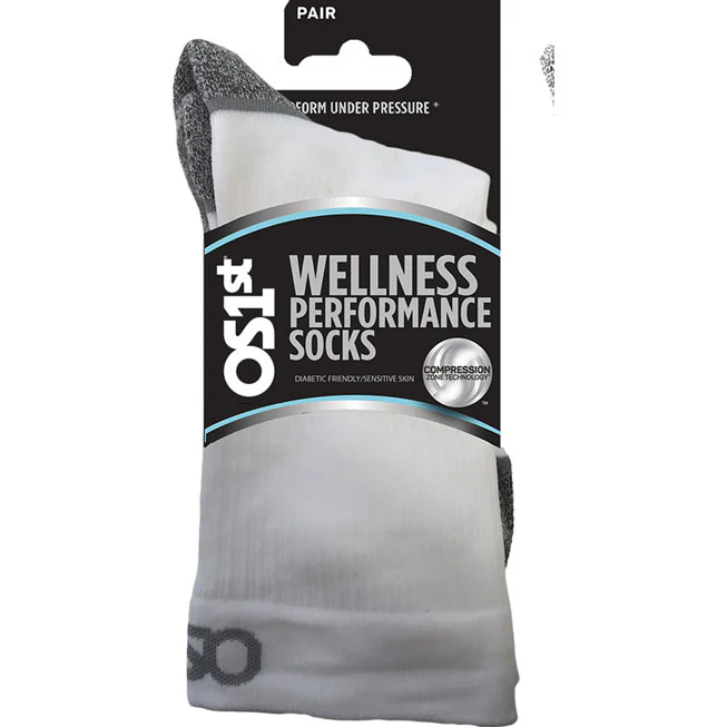 OS1st WP4 Unisex Wellness Performance White Crew Socks - Image 4