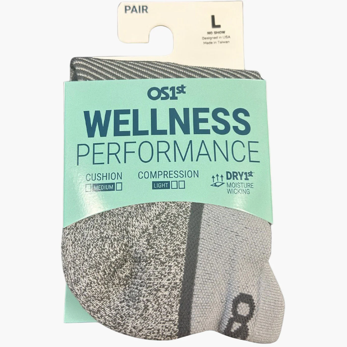 OS1st WP4 Wellness Unisex No Show Grey Socks - Image 3