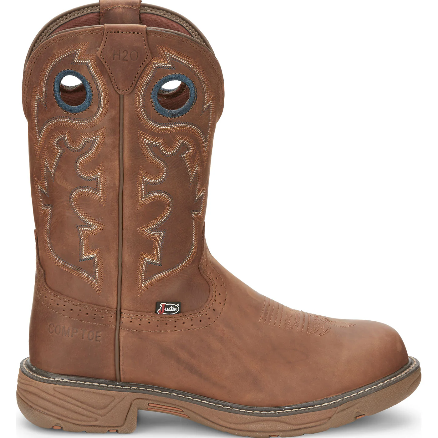 Justin Work Stampede Rush Men's Nano Composite Electrical Hazard Waterproof Pull-on Western Work Boot - Image 3